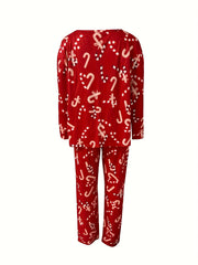  Snowflake & Lollipop Print Lounge Set - Top & Pants