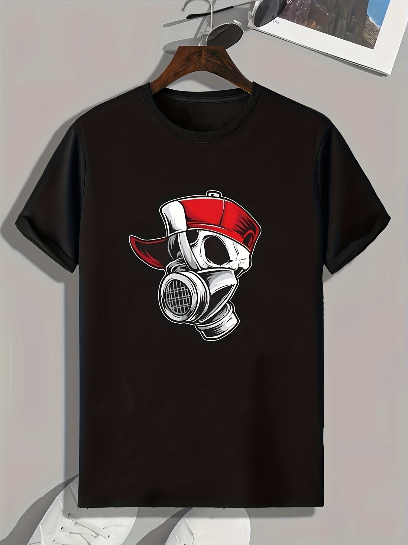 Skull Print Men's Graphic T-shirt for Summer