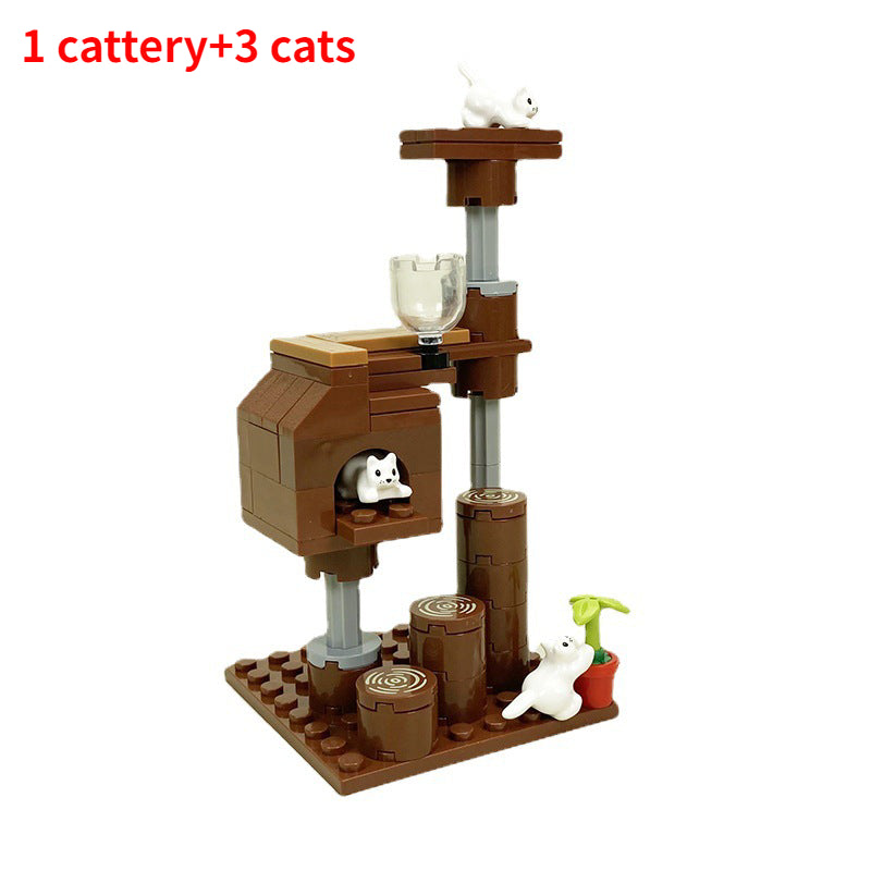 City Cattery Building Blocks Toys MOC Cats House Farm DIY Blocks Gift