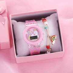 Anime Cartoon Electronic Watch for Kids Light Pink