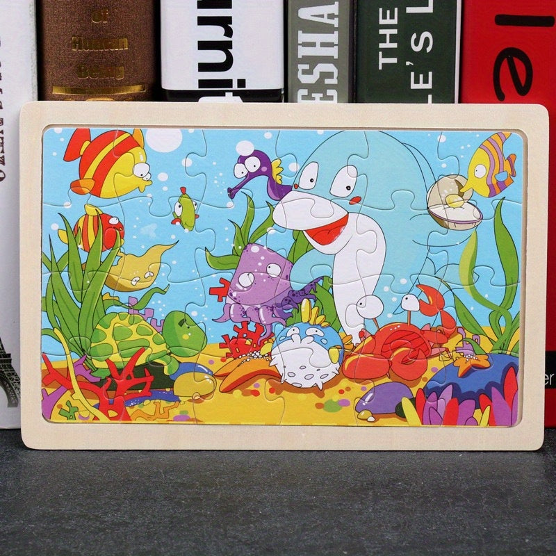 Wooden Animal Puzzle Set for Kids, 24 Pieces