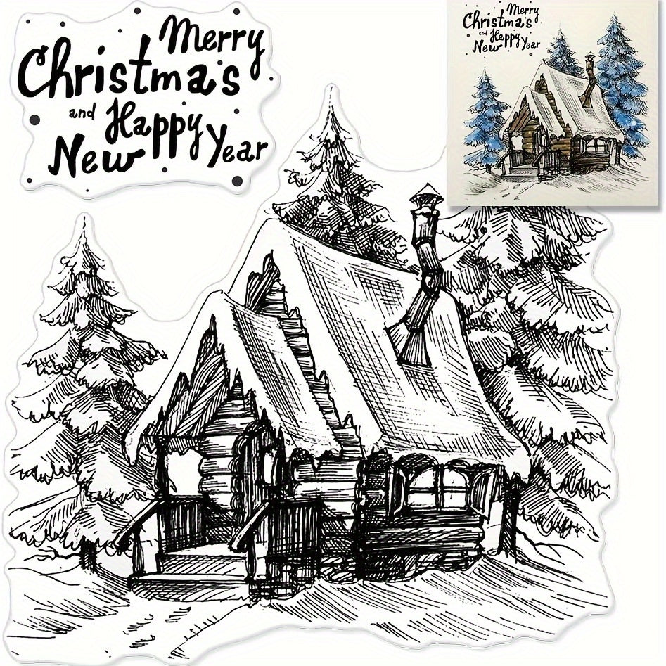 Christmas Transparent Stamps Xmas Theme City House Background