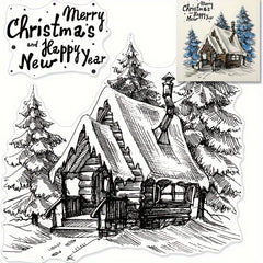 Christmas Transparent Stamps Xmas Theme City House Background