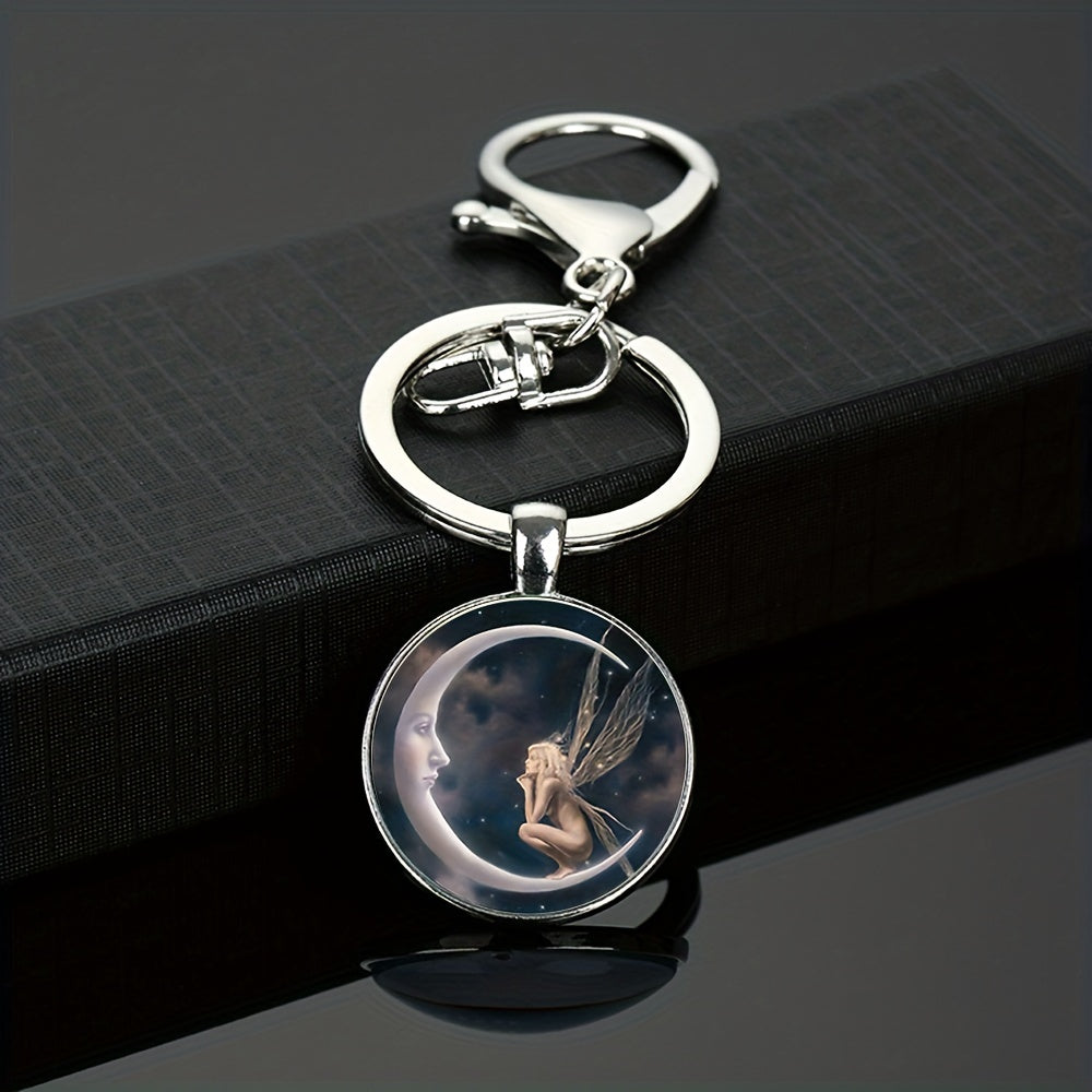 Moon Fairy Keychain Fantasy Key Ring Purse Bag Charm Earbud Case Accessory