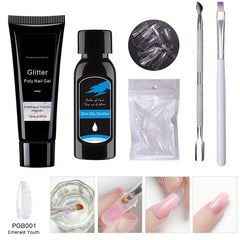 5 Nail Art Extension Glue Set with Brush, Pusher & Tips