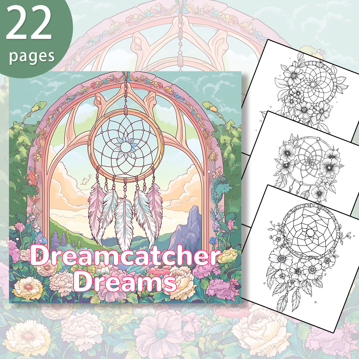 Dream Catcher Coloring Book 22 Pages Watercolor Paper Relaxation & Gifting