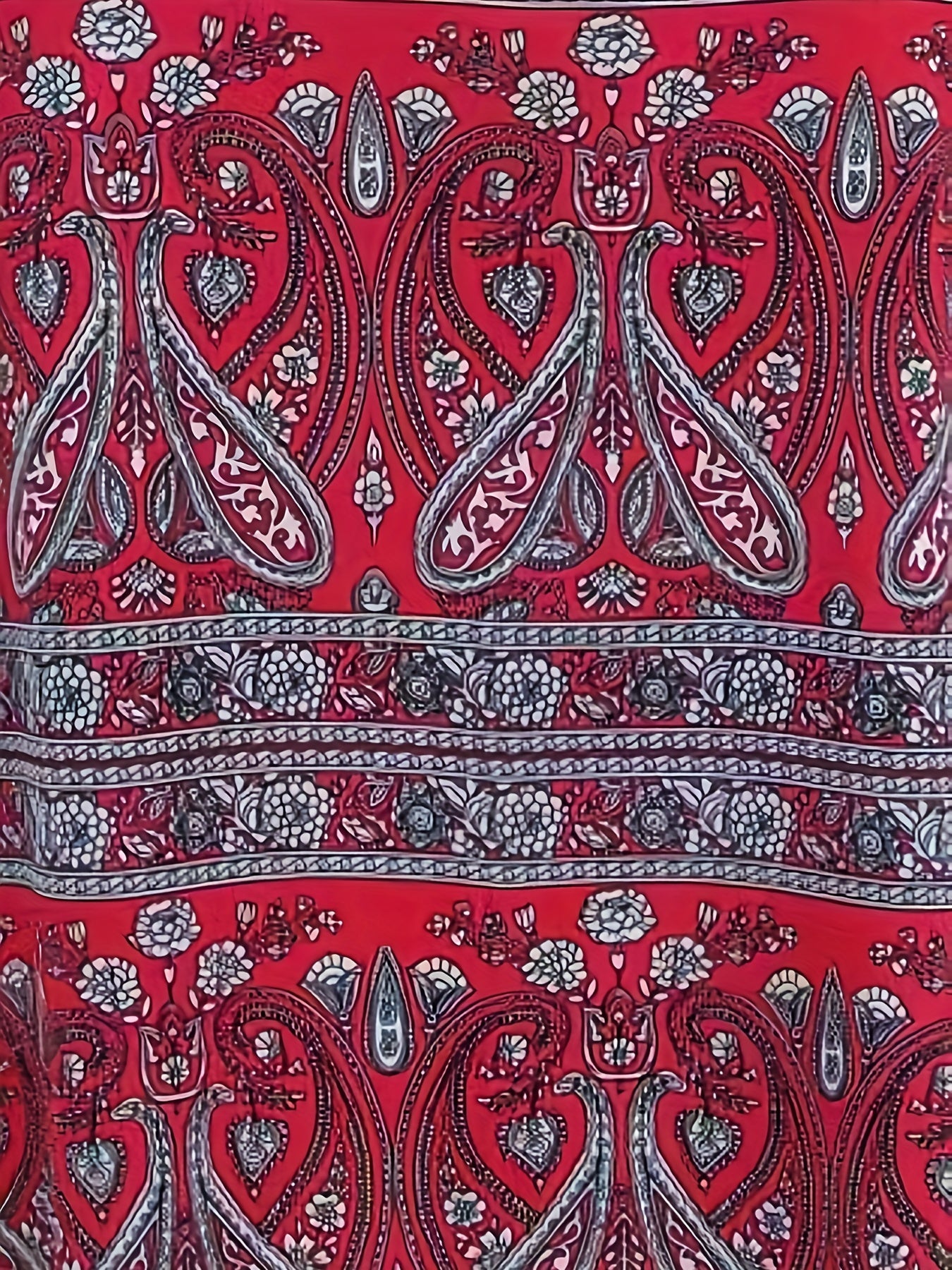  Paisley Print V Neck Tee Dress With Pockets