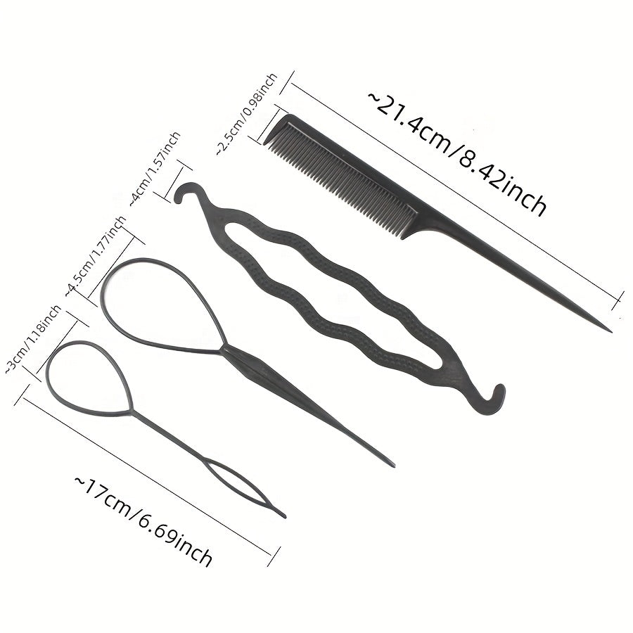 4pcs Hair Bun Maker Styling Tools Twist Hair Clips