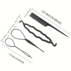 4pcs Hair Bun Maker Styling Tools Twist Hair Clips