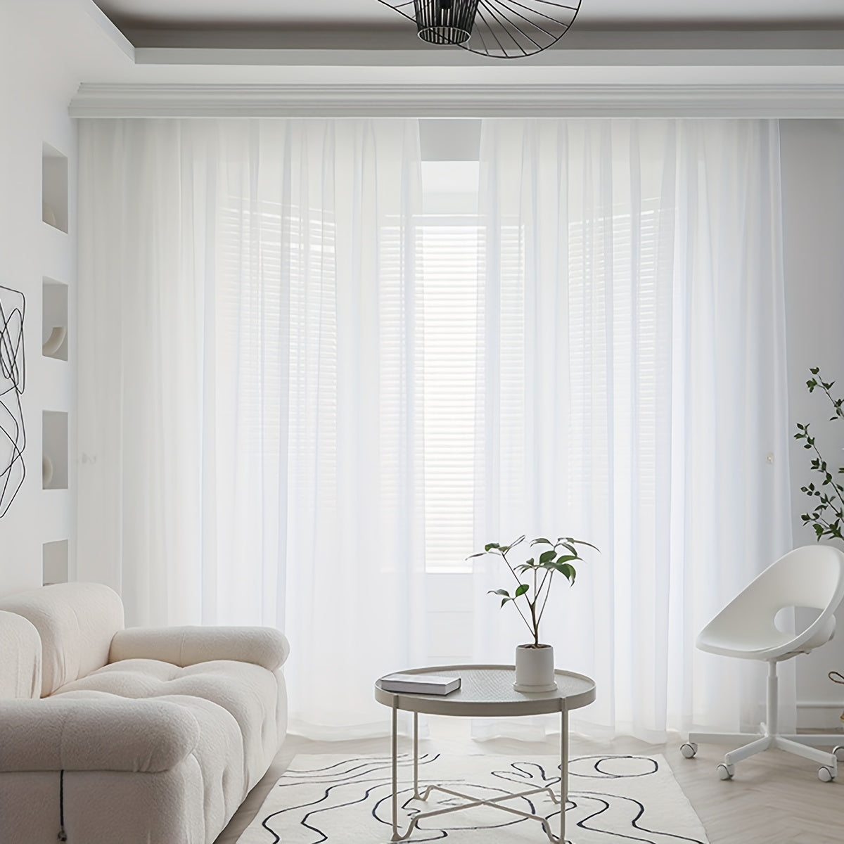 Translucent Sheer Curtain with Rod Pocket for Home Decor