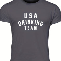 Drinking Team Men's Letter Print T-shirt Casual Stretch Tee