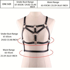 Gothic PU Leather Corset Waistband Punk Rivet Suspenders For Women