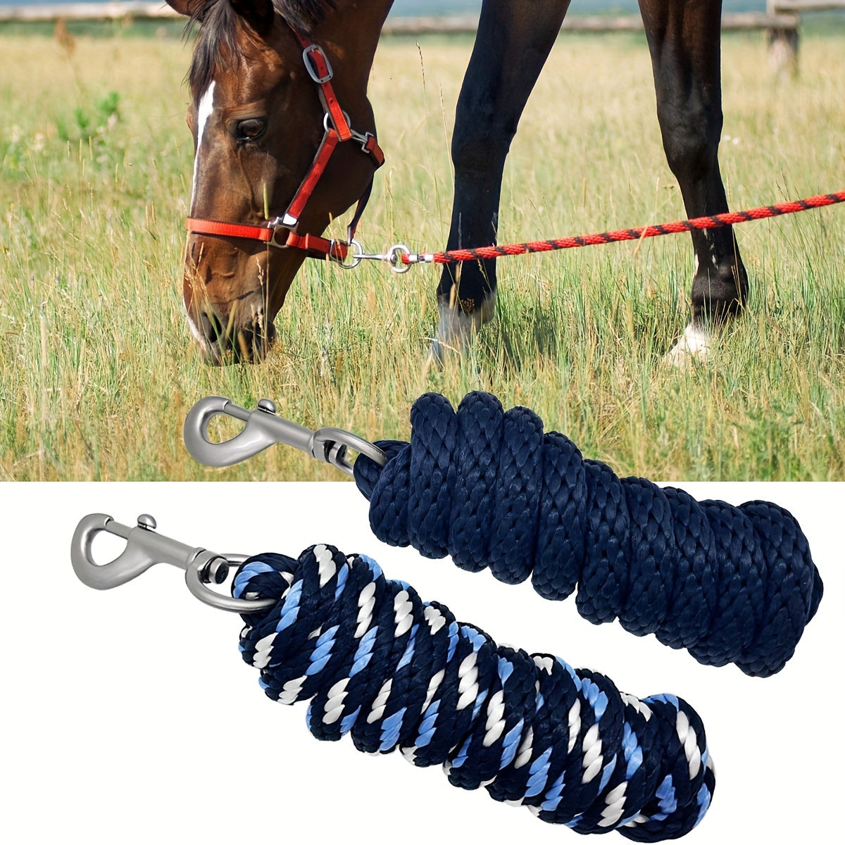 Durable Leading Rope With Snap Hook For Horses & Livestock