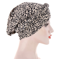 Leopard Print Turban Cap Women Head Wraps Lightweight Beanie