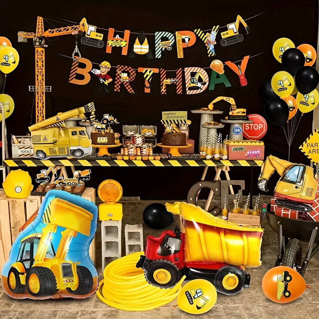 42pcs Engineering Vehicle Set Birthday Party Construction Excavator Decoration