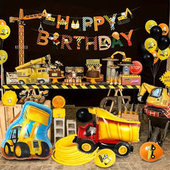 42pcs Engineering Vehicle Set Birthday Party Construction Excavator Decoration