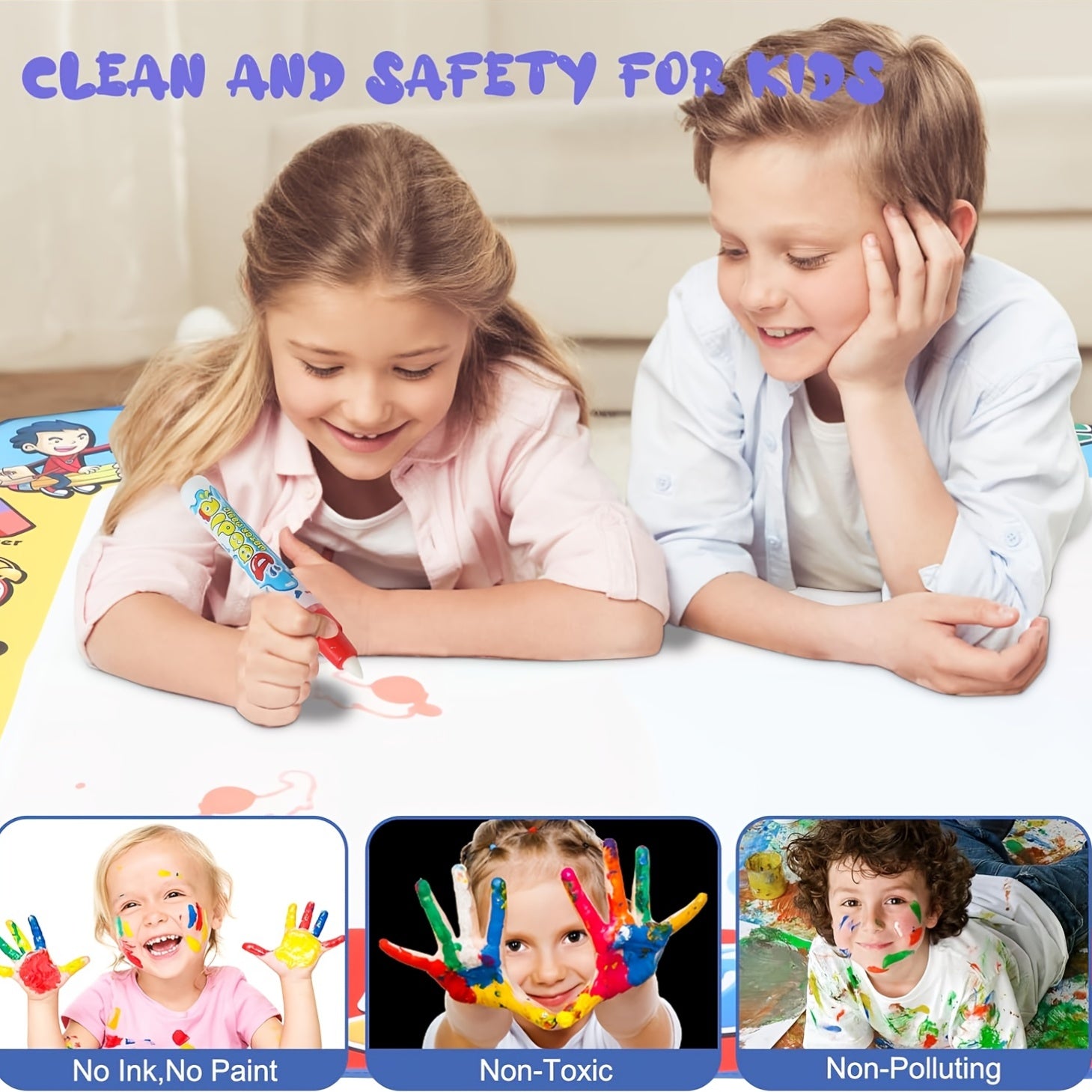 Water Graffiti Mat Kids Drawing Doodle Toy with Magic Pen Space Theme