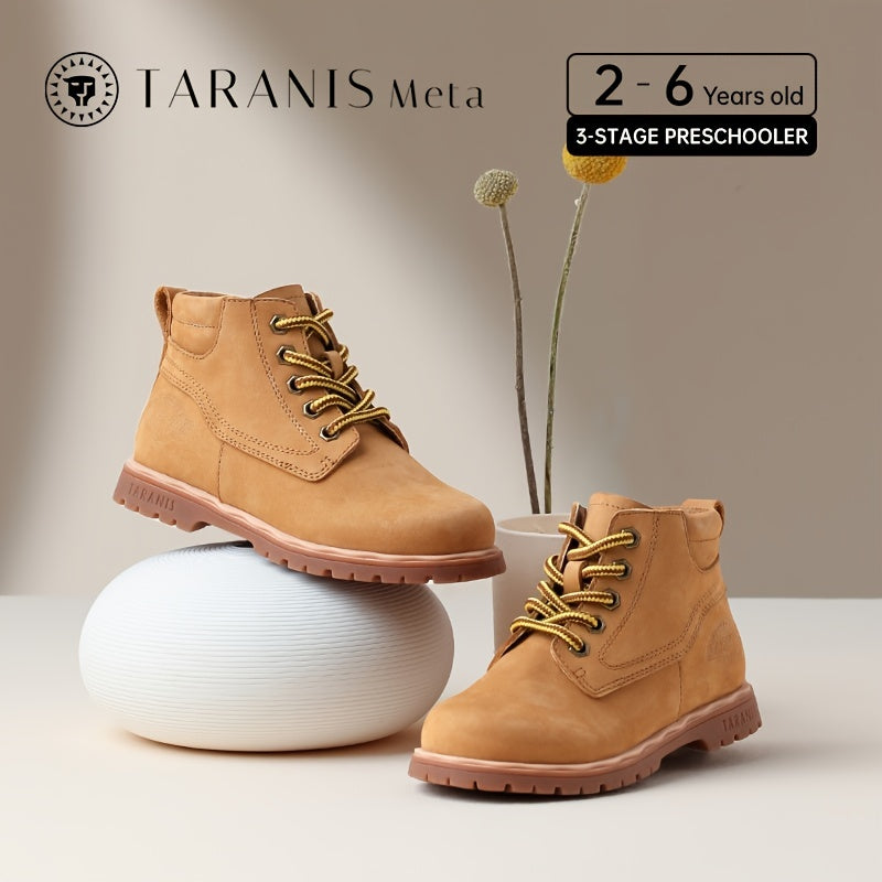 TARANIS Meta Girls Ankle Boots Leather Side Zipper Soft Anti-slip Combat Booties