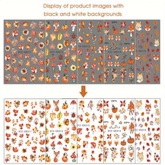 Autumn Nail Art Stickers Fall Leaves Pumpkins Ghosts Mushrooms Sunflowers
