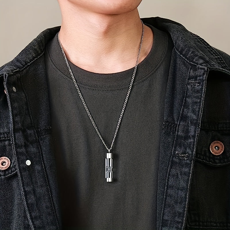 Stainless Steel Hourglass Cremation Necklace for Ashes