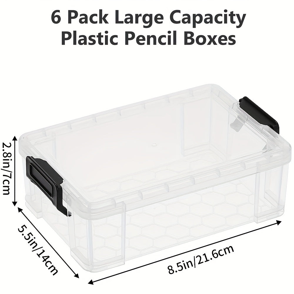6pcs Plastic Covered Storage Box Stackable Organizer Cosmetics Toys Handicra