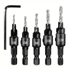 5pcs Countersink Drill Bit Set for Perfect Pilot Holes Woodworking