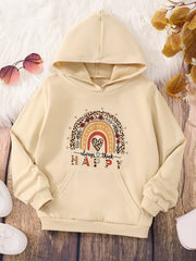 Girls' Rainbow Floral Hooded Sweatshirt for Halloween Party Holiday