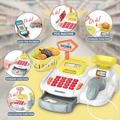 Kids Grocery Store Cash Register Toy Set with Fruit Vending Machine