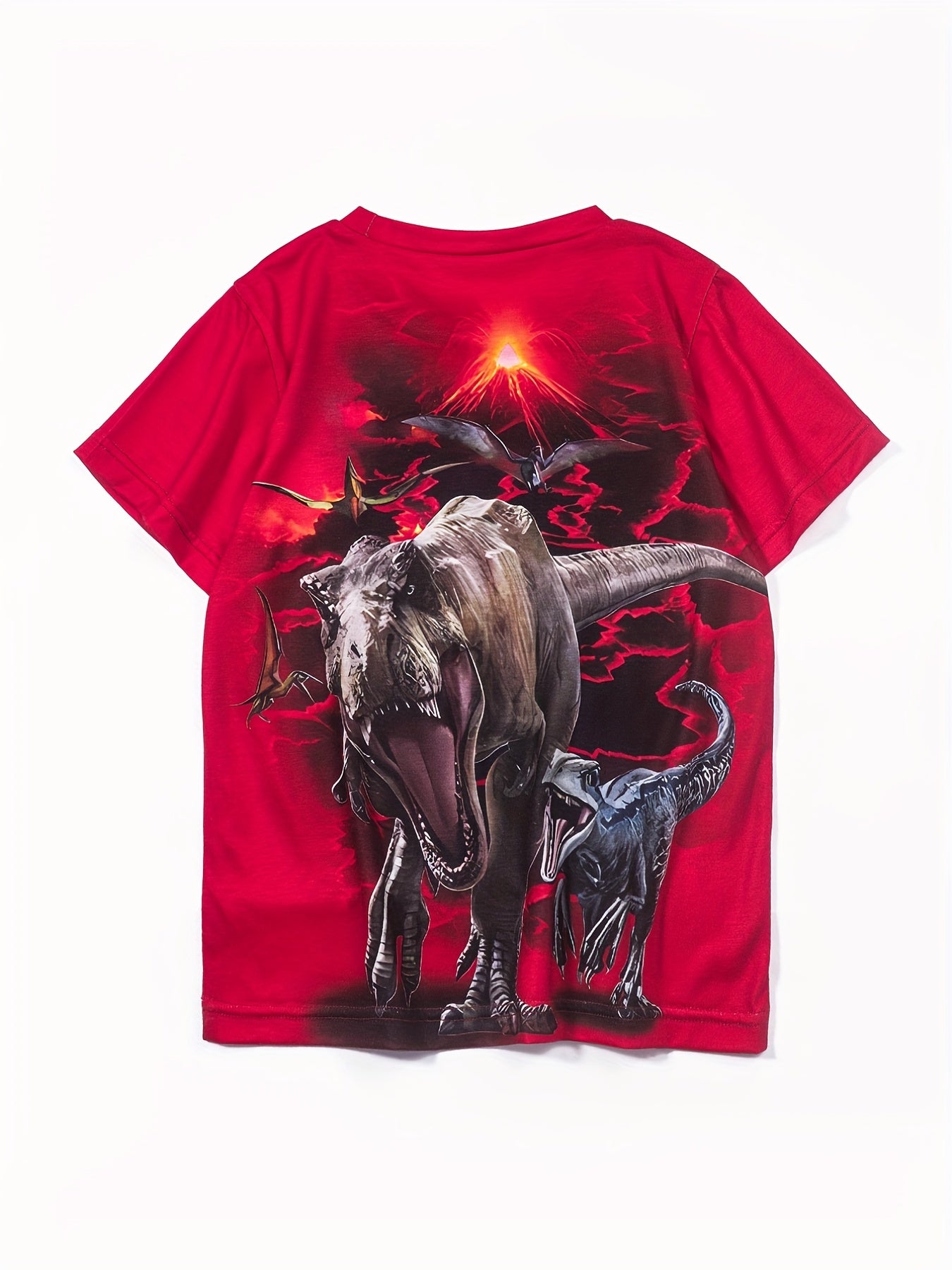 Boys' Dino 3D Print T Shirt, Breathable & Stretchy, Summer Outdoors
