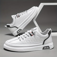 Men's Lace-up Sneakers Easy Clean PU Leather Skate Shoes Good Traction