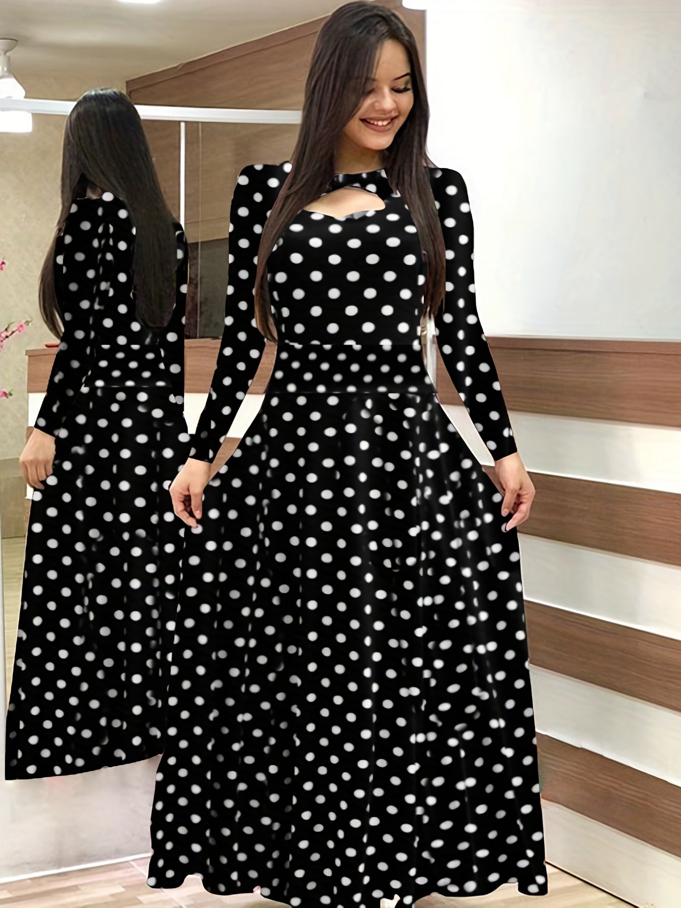  Rose Print Cut Out Maxi Dress