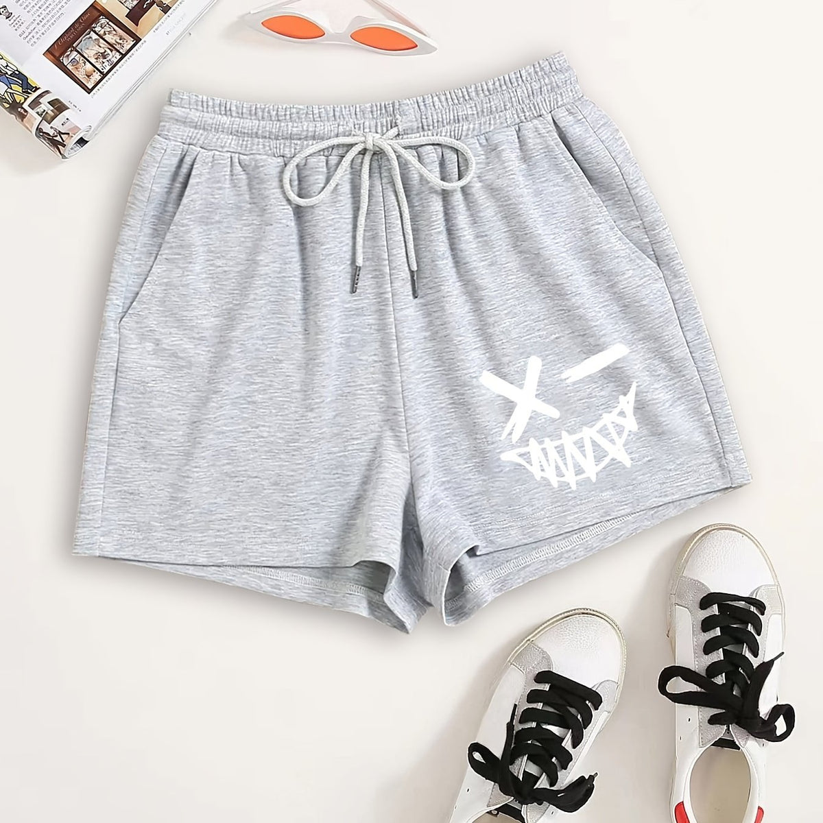 Y2K Sports Elastic Drawstring Shorts Women's Clothing