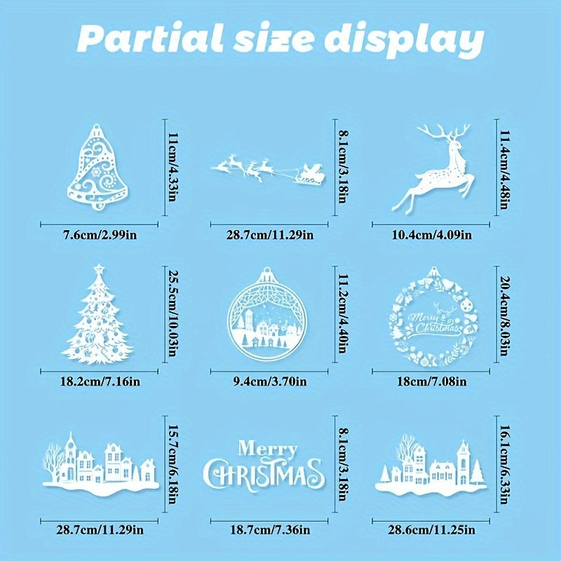 Christmas Window Stickers Elk Wreath Tree Decor
