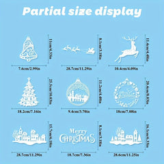Christmas Window Stickers Elk Wreath Tree Decor