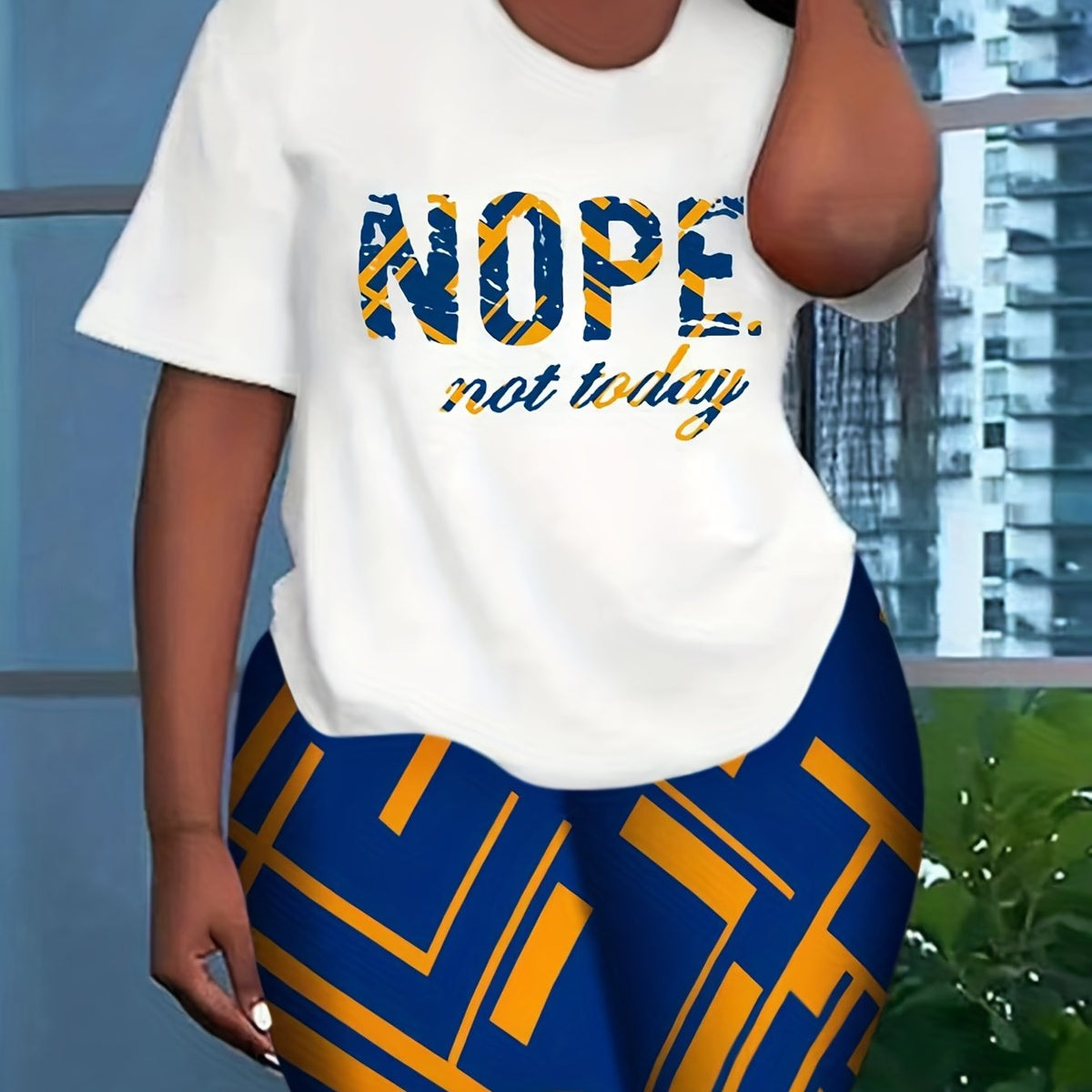  Slogan Print Top & Shorts 2 Piece Set
