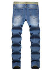 Slim Fit Ripped Jeans Men Distressed Denim Pants
