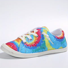 Women's Tie Dye Canvas Sneakers Low Top Flat Shoes