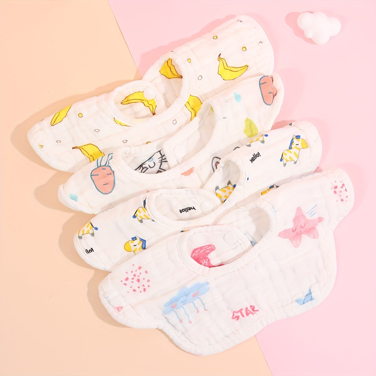3pcs Baby Bibs Muslin Printing Infant Bib Newborn Burp Cloths