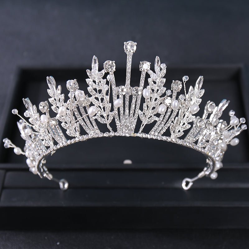 Baroque Crystal Leaf Crown for Bridal Queen Pageant Prom