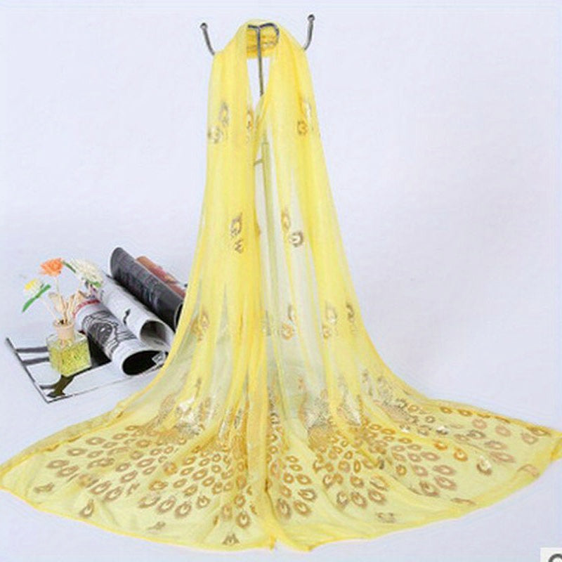 Phoenix Hot Stamping Chiffon Scarf Solid Classic Shawl Breathable