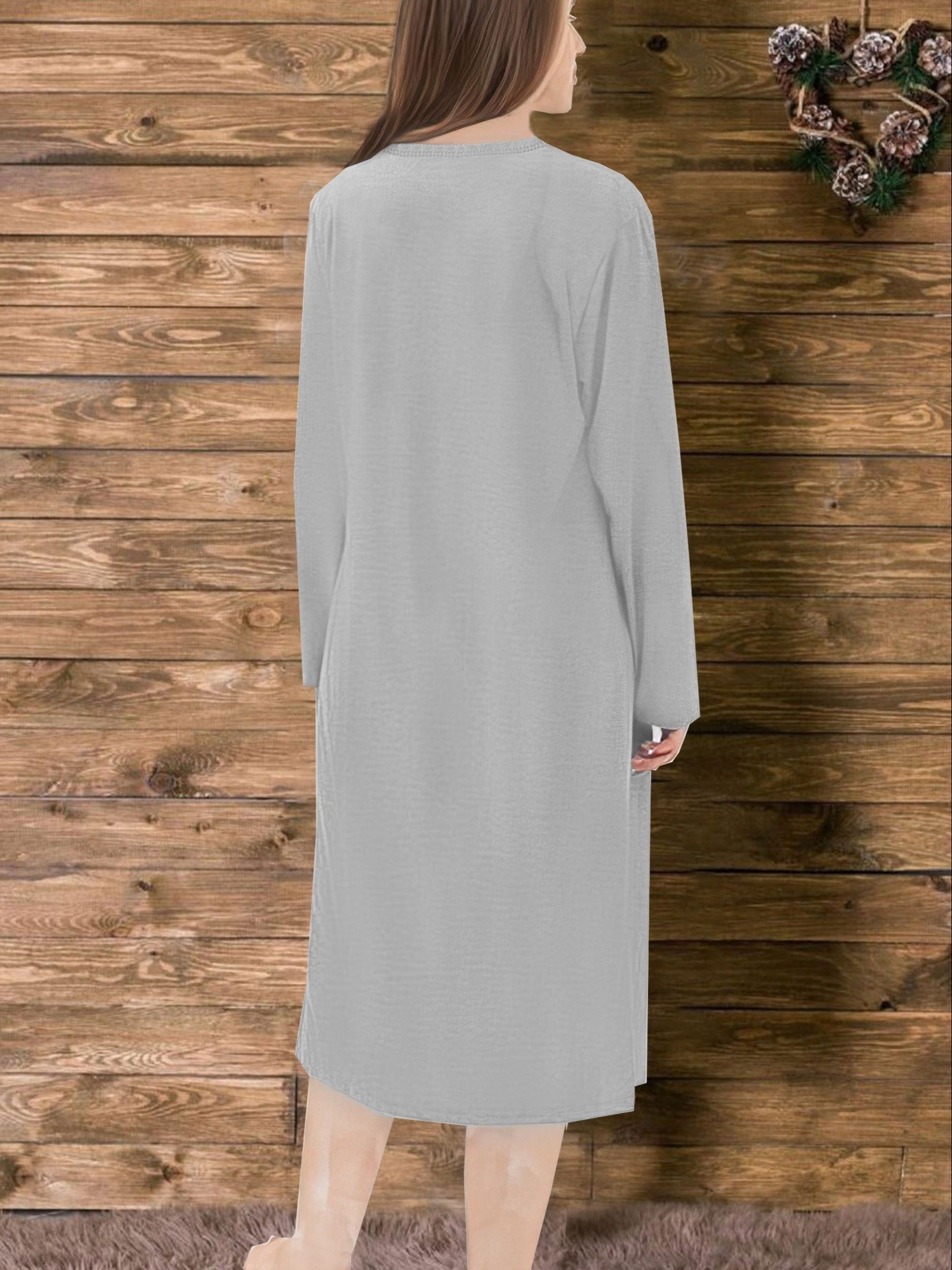 Women's Plus Size Cartoon Print Long Sleeve Round Neck Tee Nightdress