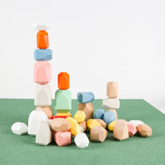Montessori Balance Wooden Colorful Stones Stacking Game