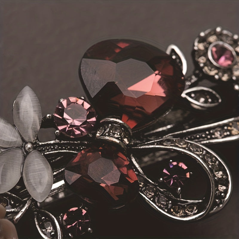 Retro Alloy Rhinestone Bow Hair Clip Crystal Flower Grace Hair Accessories