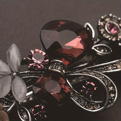 Retro Alloy Rhinestone Bow Hair Clip Crystal Flower Grace Hair Accessories