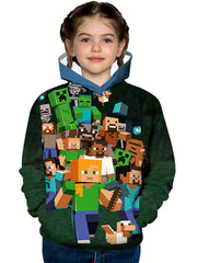 Cartoon Pattern Kid's Hoodie Long Sleeve Top Spring Fall