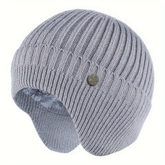 Men's Ear Protection Knit Hat, Velvet Beanie Hat for Outdoor Activities