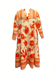 Floral Print Long Sleeve Maxi Dress