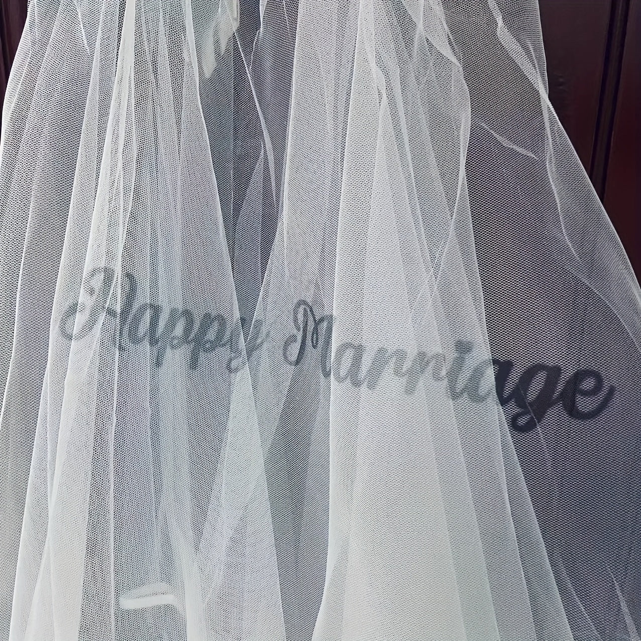 Custom Bridal Veil with Initials and Hearts - Soft Tulle Wedding Veil