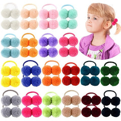 40pcs Baby Girls Pom Pom Hair Ties Elastic Hair Ponytail Holders for Toddlers