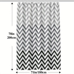 Wavy Plastic Shower Curtain with 12 Hooks - Waterproof and Mildew Proof